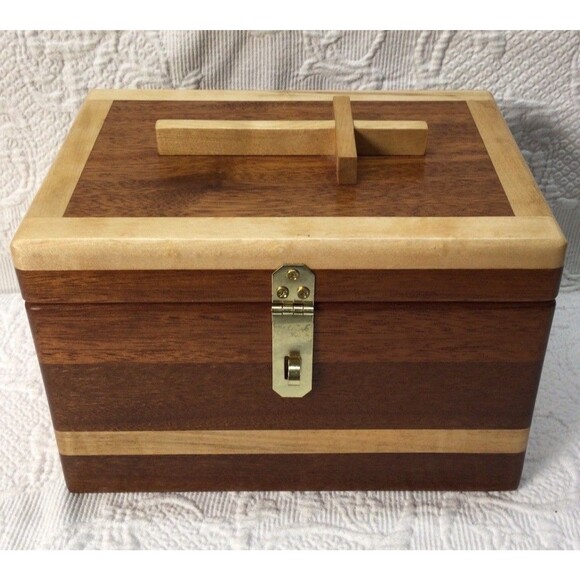 Handmade Wood Cremation Urn Study Made In USA Solid Wood Brass Hardware Adult - Picture 3 of 10